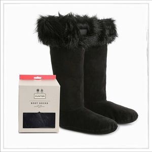 NWT Hunter black faux fur tall boot socks M 5-7